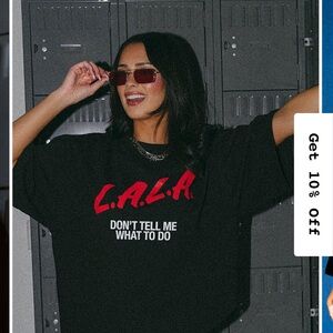 Sold out Dressed in LALA Black and Red Graphic Tee don’t tell me what to do